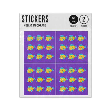 Picture of Gold Fish Cartoon Character Facial Expressions Sticker Sheets Twin Pack