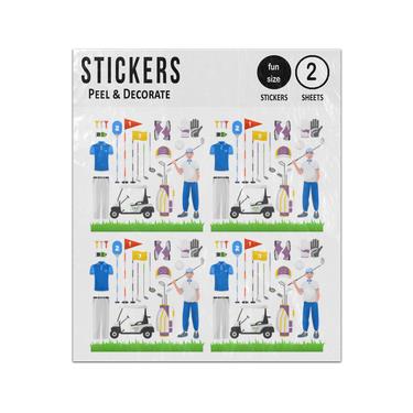 Picture of Golf Ball Sport Game Sticker Sheets Twin Pack