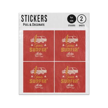 Picture of Gone Surfin Aloha Time With Surfboard Old Car Shaka Sign Sticker Sheets Twin Pack