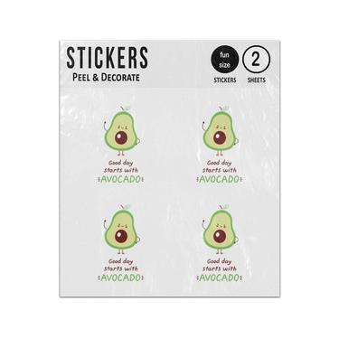 Picture of Good Day Starts With Avocado Cartoon Character Sticker Sheets Twin Pack