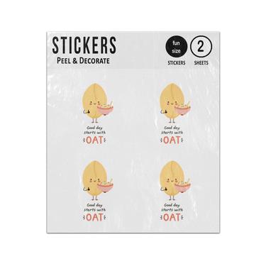 Picture of Good Day Starts With Oat Cartoon Character Sticker Sheets Twin Pack