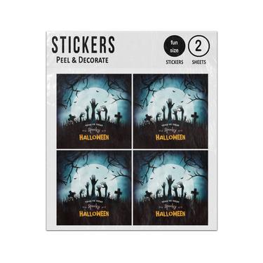 Picture of Graveyard Zombie Hands Spooky Trick Or Treat Halloween Sticker Sheets Twin Pack