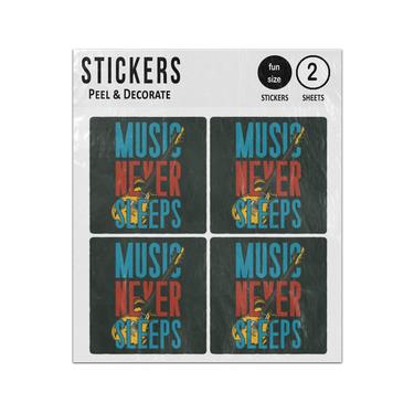 Picture of Guitar Illustration Music Never Sleeps Sticker Sheets Twin Pack