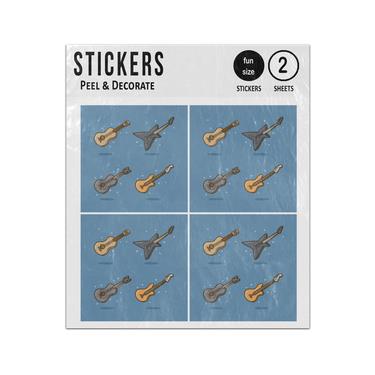 Picture of Guitar Types Illustrations Sticker Sheets Twin Pack