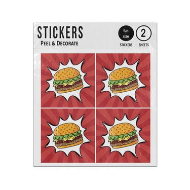 Picture of Hamburguer Fast Food Pop Art Style Sticker Sheets Twin Pack