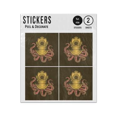 Picture of Hand Drawing Octopus Inside Diver Helmet Sticker Sheets Twin Pack