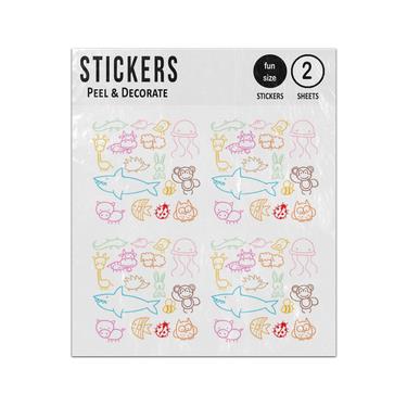 Picture of Hand Drawn Animals Seal Life Line Drawings Sticker Sheets Twin Pack