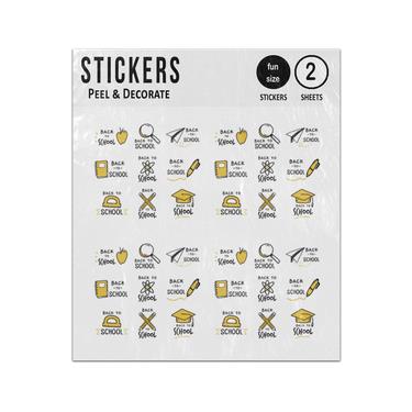 Picture of Hand Drawn Back School Badge Collection Sticker Sheets Twin Pack