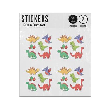 Picture of Hand Drawn Cute Baby Dinosaur Collection Sticker Sheets Twin Pack