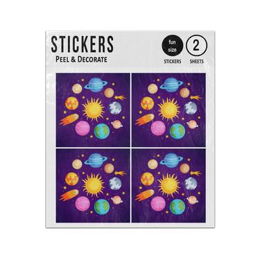 Picture of Hand Drawn Planets Of The Universe Sticker Sheets Twin Pack