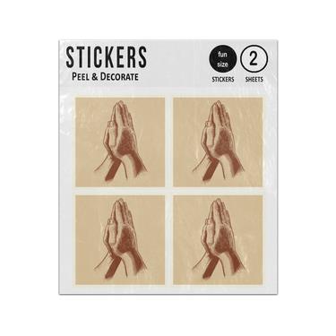 Picture of Hand Drawn Praying Hands Grunge Style Sticker Sheets Twin Pack