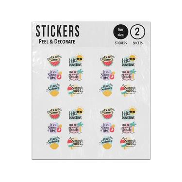 Picture of Hand Drawn Summer Badge Collection Sticker Sheets Twin Pack