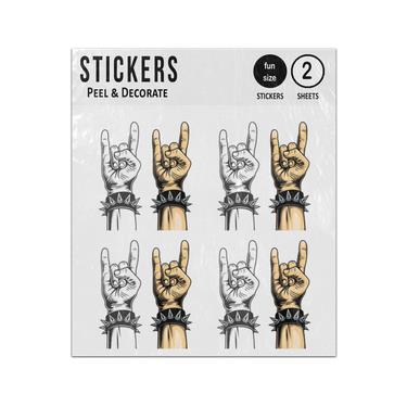 Picture of Hand Rock Sign White Black Arms Sticker Sheets Twin Pack