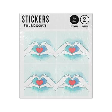Picture of Hands With Heart Watercolour Sticker Sheets Twin Pack