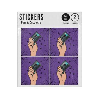 Picture of Hand With Cassette Music Pop Art Style Sticker Sheets Twin Pack