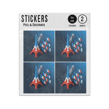 Picture of Happy Bastille Day Eiffel Tower France Sticker Sheets Twin Pack