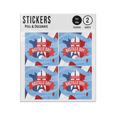 Picture of Happy Bastille Day With French Map Flag Sticker Sheets Twin Pack
