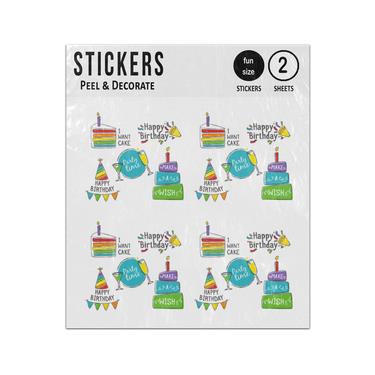 Picture of Happy Birthday Party Time Wish Cake Elements Set Sticker Sheets Twin Pack