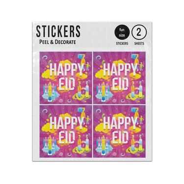 Picture of Happy Eid With Muslim Characters Praying Islam Sticker Sheets Twin Pack