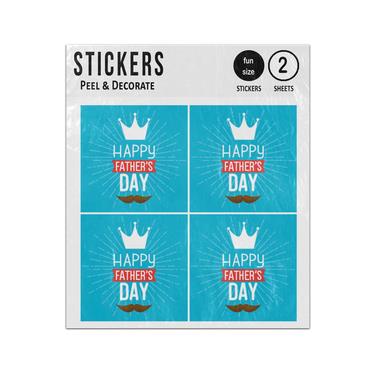 Picture of Happy Fathers Day King Crown Moustache Sticker Sheets Twin Pack