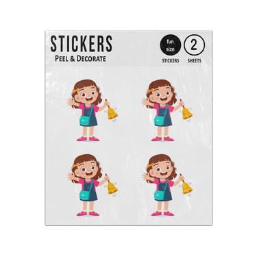 Picture of Happy Girl Shaking School Bell Sticker Sheets Twin Pack