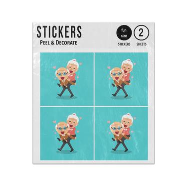 Picture of Happy Grandparents In Love Piggyback Carry Sticker Sheets Twin Pack