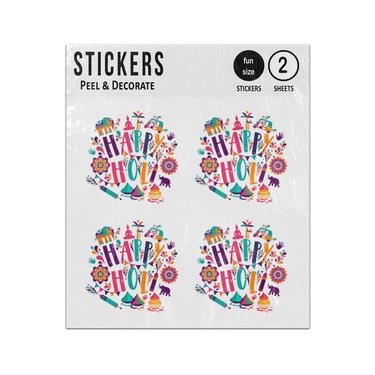 Picture of Happy Holi Hindu Festival Spring Colours Elements Sticker Sheets Twin Pack