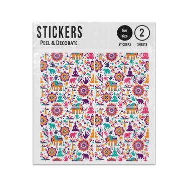 Picture of Happy Holi Hindu Festival Spring Colours Elements Seamless Pattern Sticker Sheets Twin Pack
