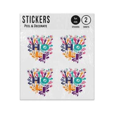 Picture of Happy Holi Hindu Festival Spring Colours Outreaching Coloured Hands Sticker Sheets Twin Pack