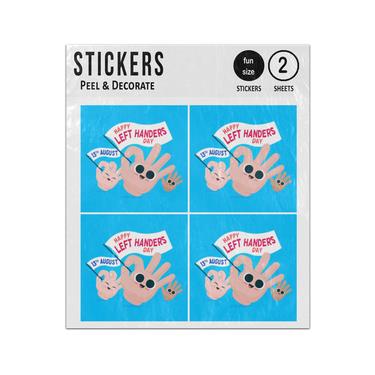 Picture of Happy Left Handers Day 13Th August Cartoon Hands Sticker Sheets Twin Pack