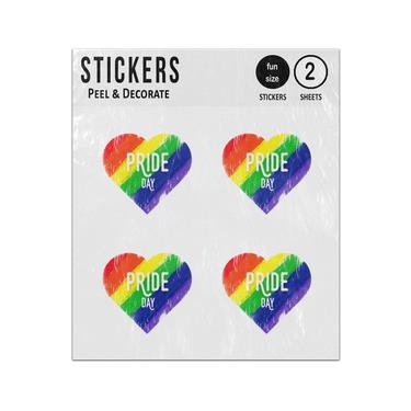 Picture of Happy Pride Day Rainbow Heart Shape Lgbtq Community Sticker Sheets Twin Pack