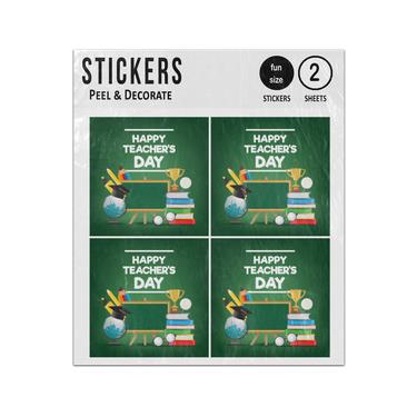 Picture of Happy Teachers Day Chalkboard Stationery Books Trophy Sticker Sheets Twin Pack