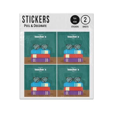 Picture of Happy Teachers Day Glasses Book Pile Sticker Sheets Twin Pack