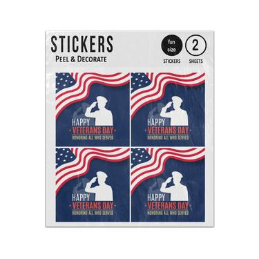 Picture of Happy Veterans Day Honour Served Soldier Silhouette Usa Sticker Sheets Twin Pack