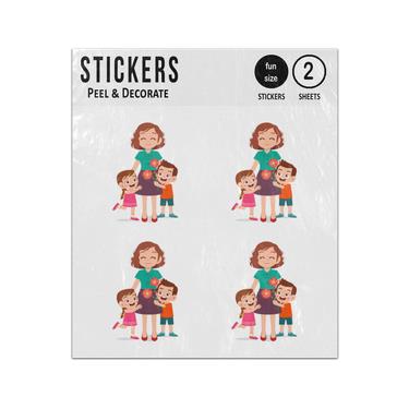 Picture of Happy Women Boy Girl With Flowers Sticker Sheets Twin Pack