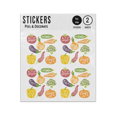 Picture of Healthy Vegetables Fruits Names Pattern Sticker Sheets Twin Pack