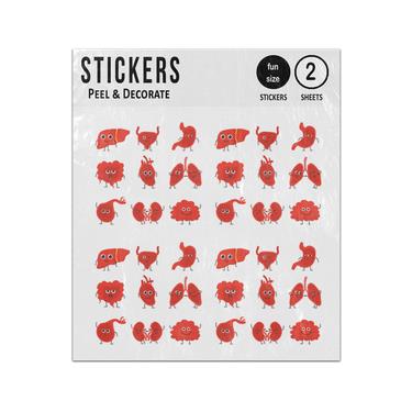 Picture of Heart Liver Brain Stomach Lungs Kidney Human Organs Cartoon Collection Sticker Sheets Twin Pack