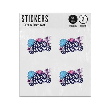 Picture of Summer Hello Hand Written Lettering Palm Tree Leaves Sticker Sheets Twin Pack