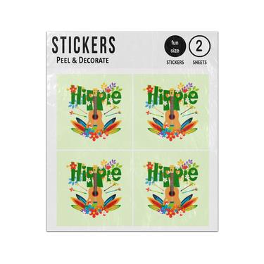 Picture of Hippie Illustration With Guitar And Flowers Sticker Sheets Twin Pack