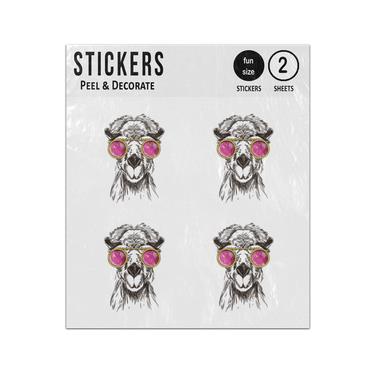 Picture of Hipster Camel Wearing Pink Glasses Pencil Drawing Sticker Sheets Twin Pack