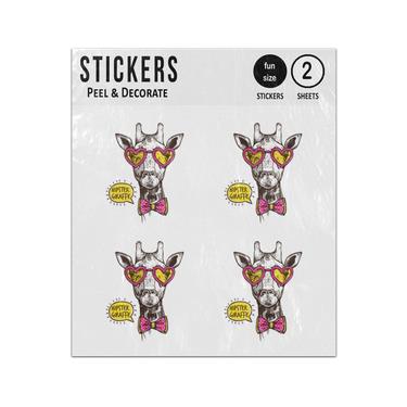 Picture of Hipster Giraffe Heart Glasses Bow Tie Sticker Sheets Twin Pack