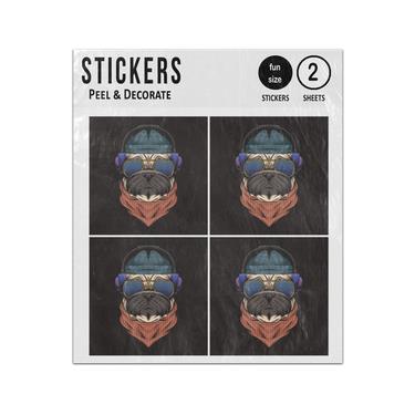 Picture of Hipster Pug Dog Cap Shades Sticker Sheets Twin Pack
