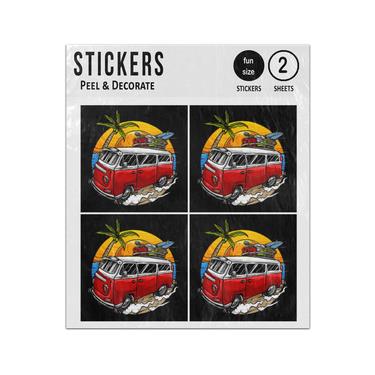 Picture of Holiday Vintage Camper Van With Sunset Beach Sticker Sheets Twin Pack