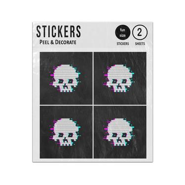Picture of Human Skull Pixelated Glitch Effect Sticker Sheets Twin Pack