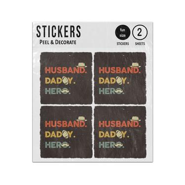 Picture of Husband Daddy Hero Typography Hat Football Moustache Sticker Sheets Twin Pack