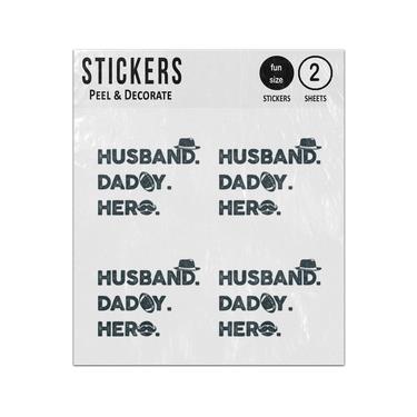 Picture of Husband Daddy Hero With Rugby Ball Hat Mustache Text Sticker Sheets Twin Pack
