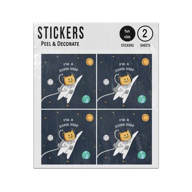 Picture of I Am A Super Hero Cat Astronaut Outer Space Sticker Sheets Twin Pack