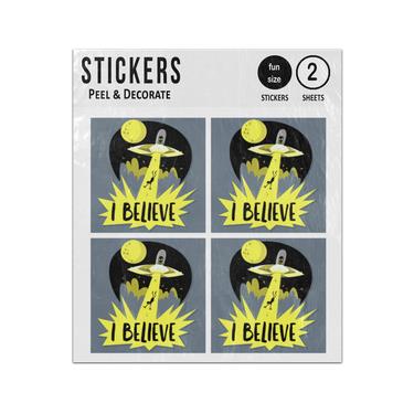 Picture of I Believe Ufo Abducts Human Space Ship Ufo Ray Light Night Sky Sticker Sheets Twin Pack