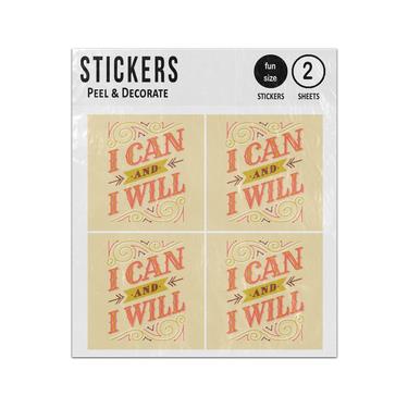 Picture of I Can And I Will Vintage Writing Positive Quote Sticker Sheets Twin Pack