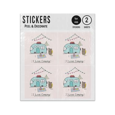 Picture of I Love Camping Caravan Hand Drawing Sticker Sheets Twin Pack